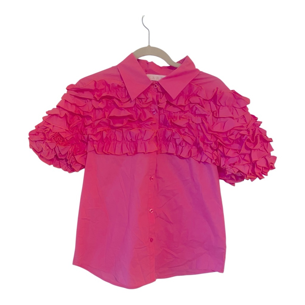 NWT Karlie Florence Pink Ruffle Button Up Top Small - Picture 3 of 10